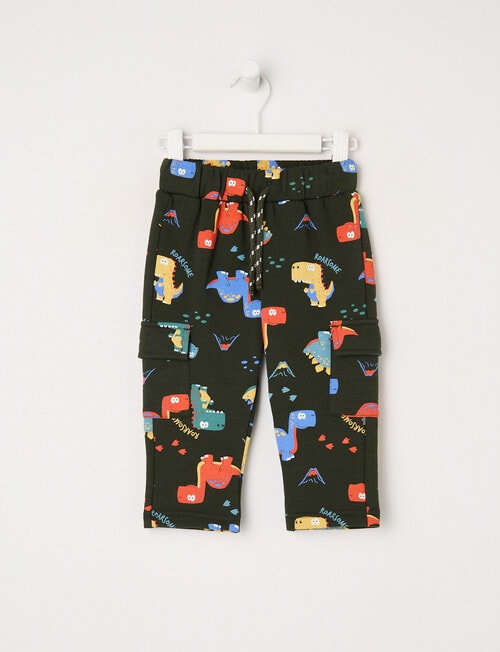 Teeny Weeny Play Time Dino Fleece Trackpant, Green product photo