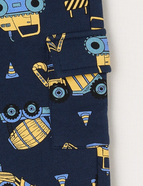 Teeny Weeny Play Time Truck Fleece Track Pant, Navy product photo View 02 L
