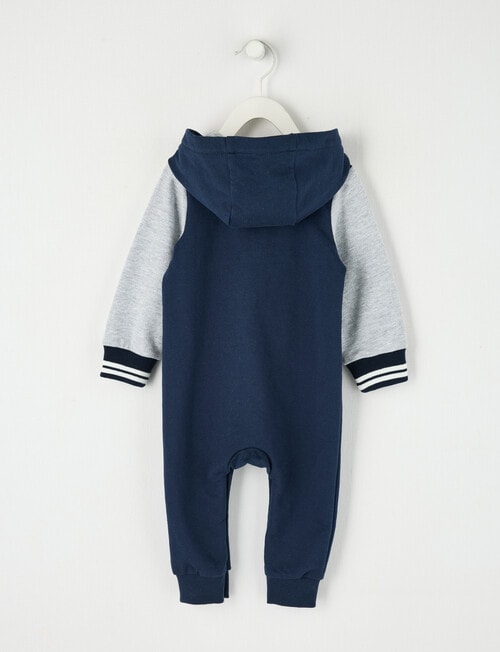 Teeny Weeny All In One Hooded Romper, Navy product photo View 02 L
