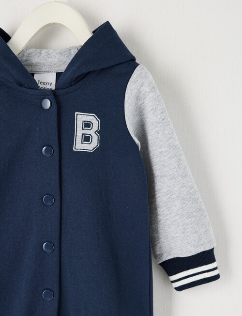 Teeny Weeny All In One Hooded Romper, Navy product photo View 03 L
