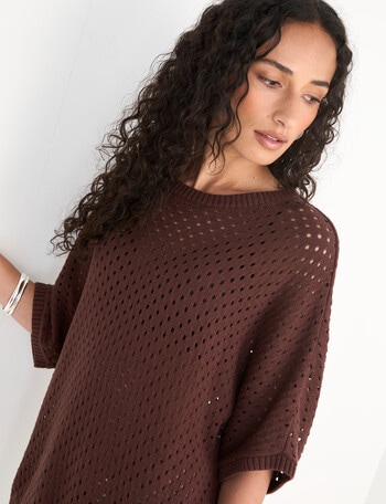 Zest Mesh Knitwear Jumper, Chocolate product photo