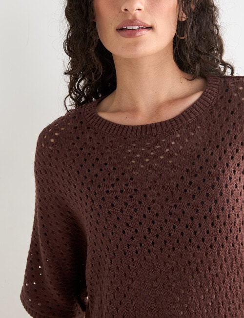 Zest Mesh Knitwear Jumper, Chocolate product photo View 04 L