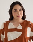 Studio Curve Linen Blend Ruffle Cuff Top, Rust Graphic product photo View 04 S