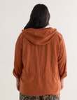 Studio Curve Linen Blend Drape Jacket with Drawcord, Rust product photo View 02 S