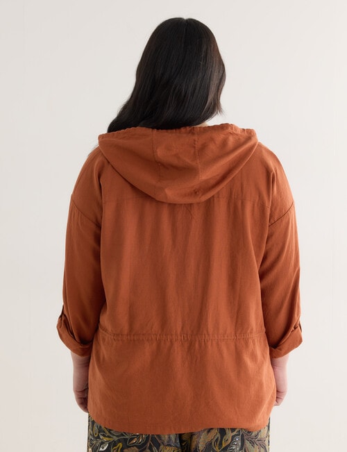 Studio Curve Linen Blend Drape Jacket with Drawcord, Rust product photo View 02 L