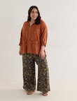 Studio Curve Linen Blend Drape Jacket with Drawcord, Rust product photo View 03 S