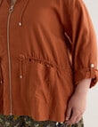 Studio Curve Linen Blend Drape Jacket with Drawcord, Rust product photo View 04 S