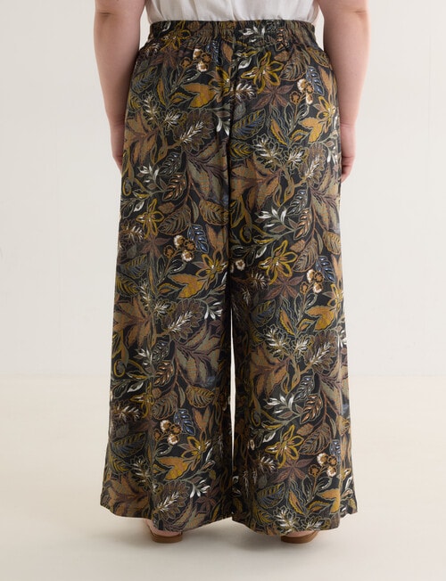 Studio Curve Linen Blend Palazzo Pant, Rainforest Print product photo View 02 L