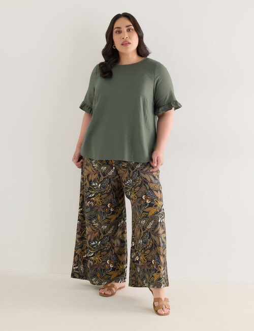 Studio Curve Linen Blend Palazzo Pant, Rainforest Print product photo View 03 L