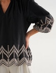 Whistle Embroidered Peasant Top, Black & Ecru product photo View 05 S