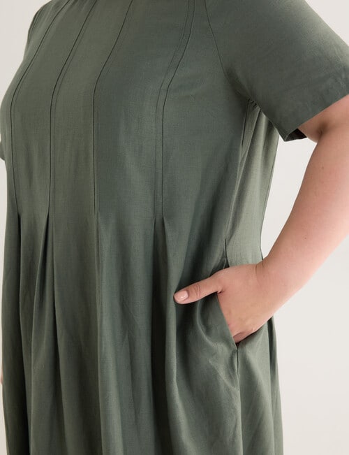 Studio Curve Linen Blend Panelled Dress, Thyme product photo View 04 L