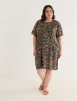 Studio Curve Linen Blend Pocket Front Dress, Rainforest Print product photo View 03 S