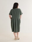 Studio Curve Linen Blend Panelled Dress, Thyme product photo View 02 S