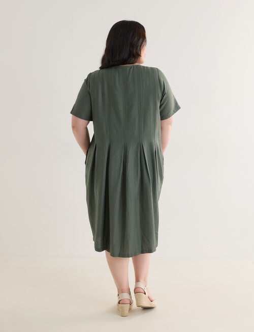 Studio Curve Linen Blend Panelled Dress, Thyme product photo View 02 L