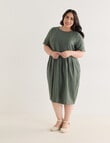 Studio Curve Linen Blend Panelled Dress, Thyme product photo View 03 S