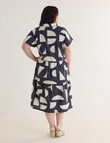 Studio Curve Linen Blend Button Through Shirt Dress, Midnight Graphic product photo View 02 S