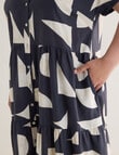 Studio Curve Linen Blend Button Through Shirt Dress, Midnight Graphic product photo View 05 S