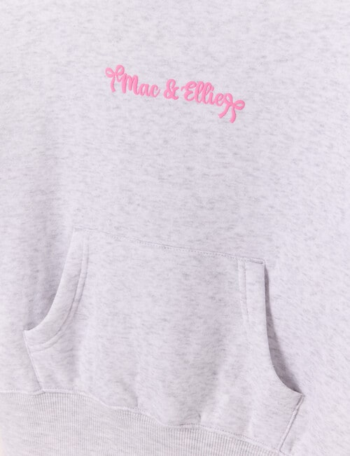 Mac & Ellie Bows Pull On Hoodie, Grey Marle product photo View 03 L