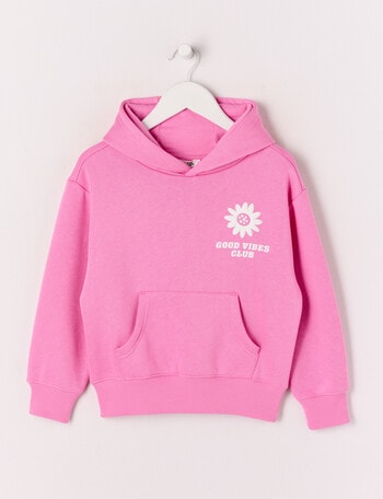 Mac & Ellie Good Vibes Pull On Hoodie, Candy Pink product photo