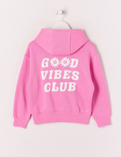 Mac & Ellie Good Vibes Pull On Hoodie, Candy Pink product photo View 02 L