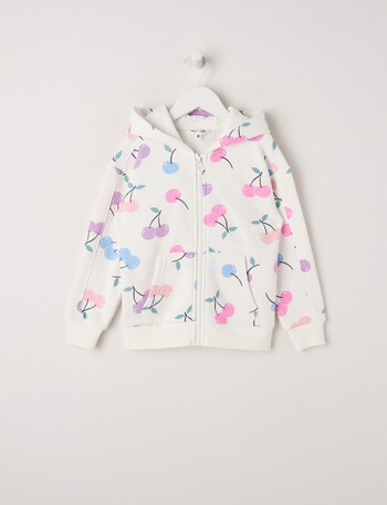 Mac & Ellie Cherries Zip Front Hoodie, Vanilla product photo
