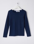 Blue Ink Merino Long Sleeve Top, Navy, 8-14 product photo