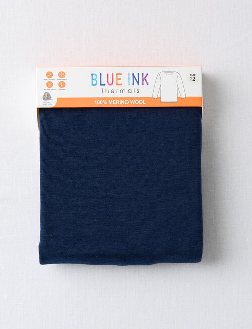 Blue Ink Merino Long Sleeve Top, Navy, 8-14 product photo View 02 L