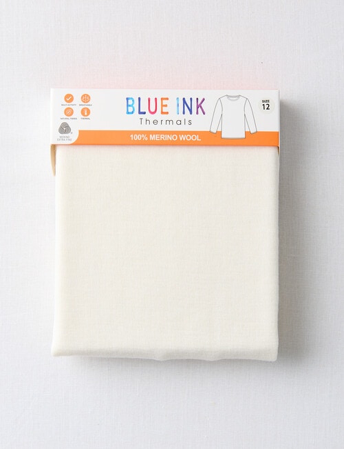 Blue Ink Merino Long Sleeve Top, Winter White, 8-14 product photo View 02 L