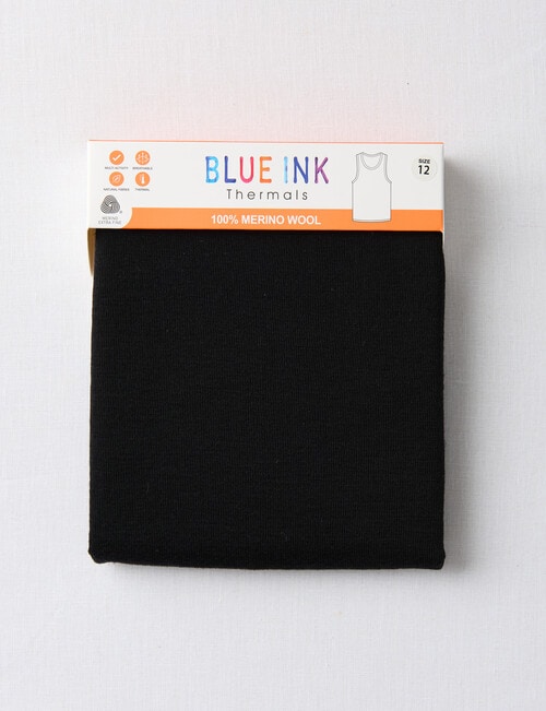 Blue Ink Merino Singlet, Black, 8-14 product photo View 02 L