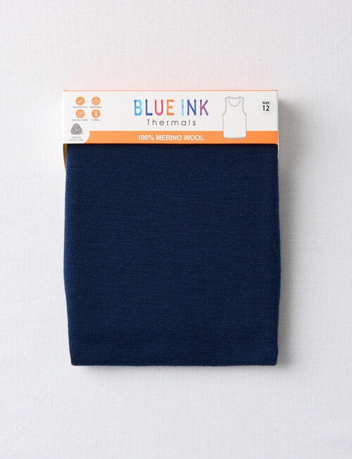 Blue Ink Merino Singlet, Navy, 8-14 product photo View 02 L