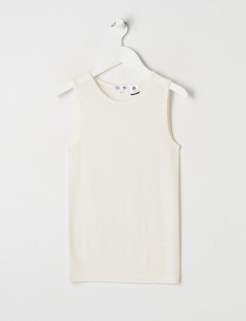 Blue Ink Merino Singlet, Winter White, 8-14 product photo