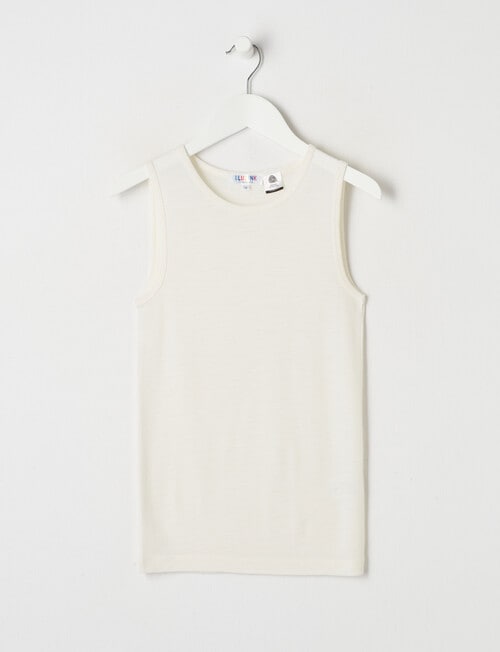 Blue Ink Merino Singlet, Winter White, 8-14 product photo