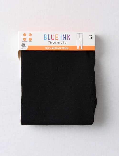 Blue Ink Merino Long Johns, Black, 8-14 product photo View 02 L