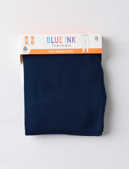 Blue Ink Merino Long Johns, Navy, 8-14 product photo View 02 L