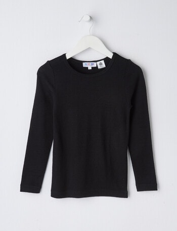 Blue Ink Merino Long Sleeve Top, Black, 2-7 product photo
