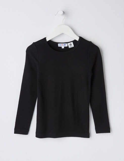 Blue Ink Merino Long Sleeve Top, Black, 2-7 product photo