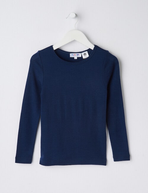 Blue Ink Merino Long Sleeve Top, Navy, 2-7 product photo