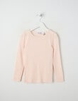 Blue Ink Merino Long Sleeve Top, Powder Pink, 3-7 product photo