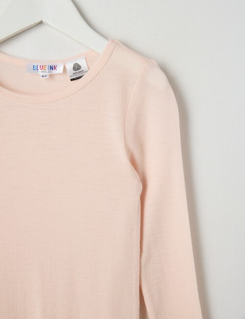 Blue Ink Merino Long Sleeve Top, Powder Pink, 3-7 product photo View 02 L