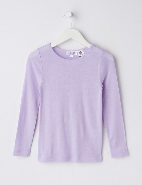 Blue Ink Merino Long Sleeve Top, Soft Lilac, 2-7 product photo