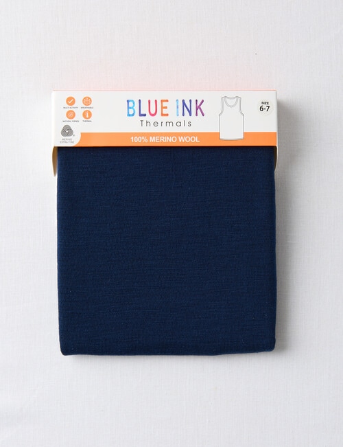 Blue Ink Merino Singlet, Navy, 2-7 product photo View 02 L