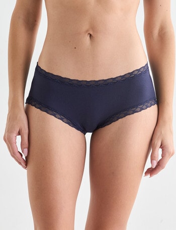 Lyric Lisa Cotton Lace Trim Boyleg Brief, Indigo product photo