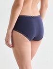 Lyric Lisa Cotton Lace Trim Boyleg Brief, Indigo product photo View 02 S