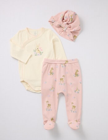 Little Bundle Forest Friends Sleep Set, 3-Piece, Pink & Cream product photo