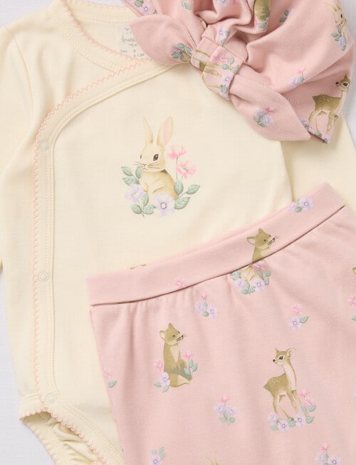 Little Bundle Forest Friends Sleep Set, 3-Piece, Pink & Cream product photo View 02 L