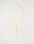 Sleep Mode Hearts Rib Long PJ Set, Vanilla, 2-8 product photo