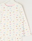 Sleep Mode Hearts Rib Long PJ Set, Vanilla, 2-8 product photo View 02 S