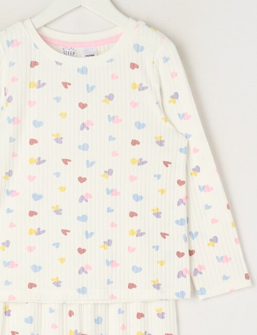 Sleep Mode Hearts Rib Long PJ Set, Vanilla, 2-8 product photo View 02 L