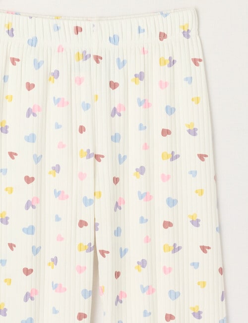 Sleep Mode Hearts Rib Long PJ Set, Vanilla, 2-8 product photo View 03 L
