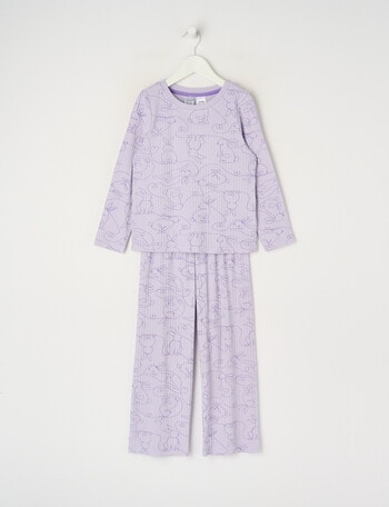 Sleep Mode Bunny Rib Long PJ Set, Lilac, 2-8 product photo